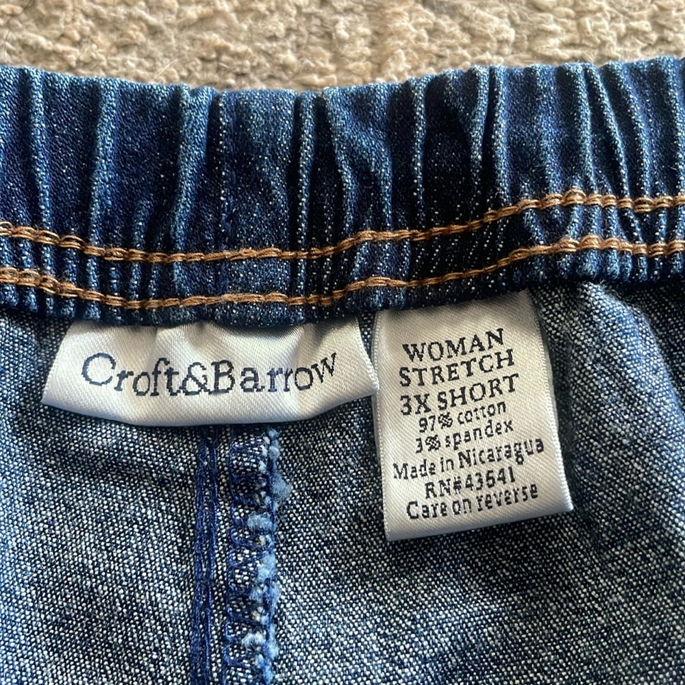 Ladies Croft & Barrow relaxed fit stretch Blue Denim pull on Jeans Sz 3X Short - Picture 3 of 8